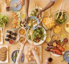 Variety of food on table